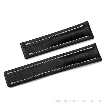 BR-02 Good Quality Handmade Black leather watch with steel buckle